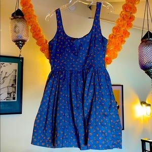 Cute ‘denim esq color’ COTTON dress, Mini skirt